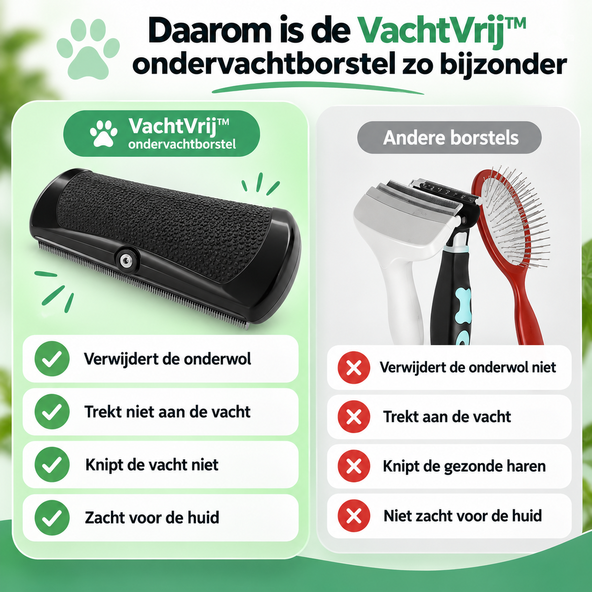 VachtVrij™ — Ondervachtborstel voor honden
