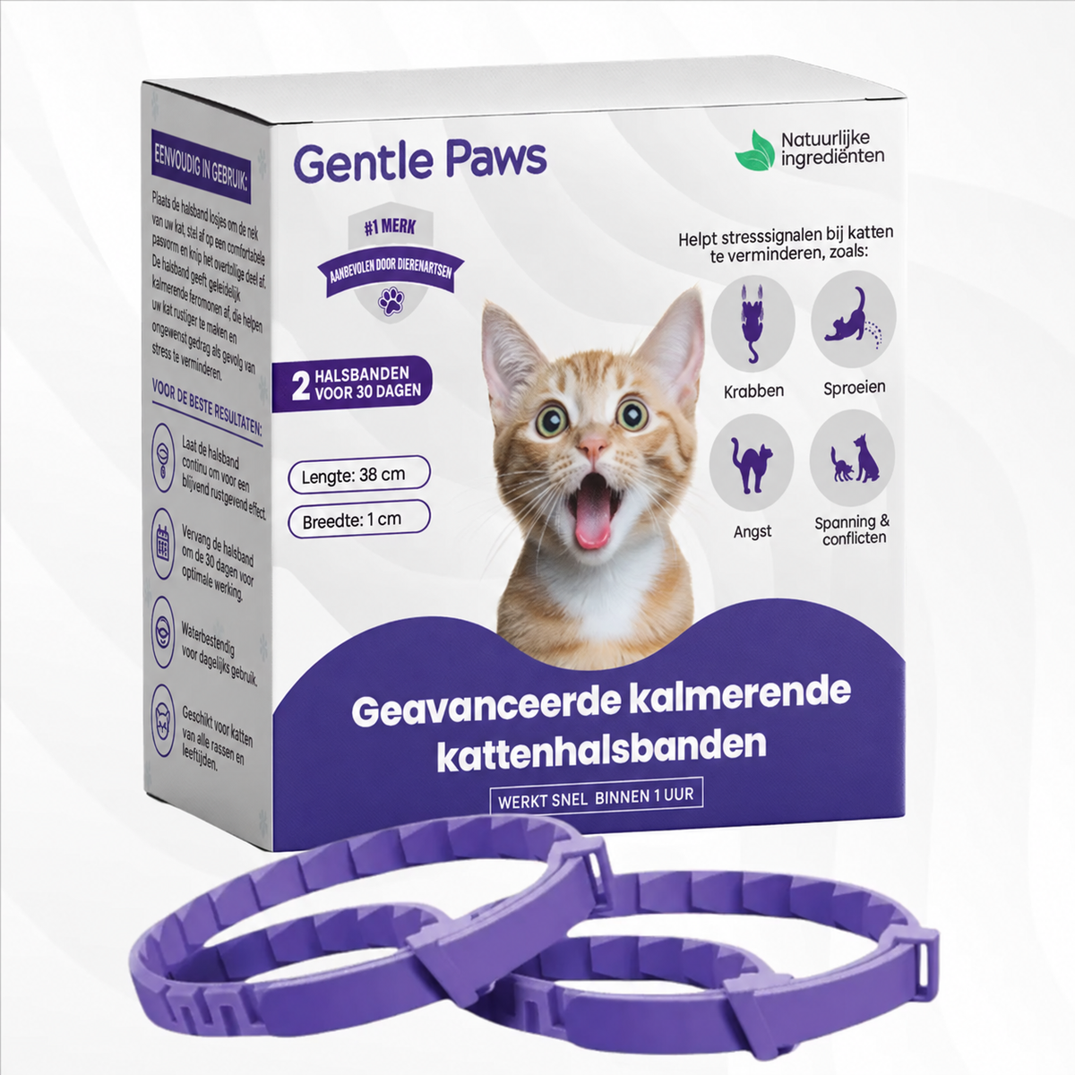 Gentle Paws kalmerende kattenhalsbanden (2 stuks)