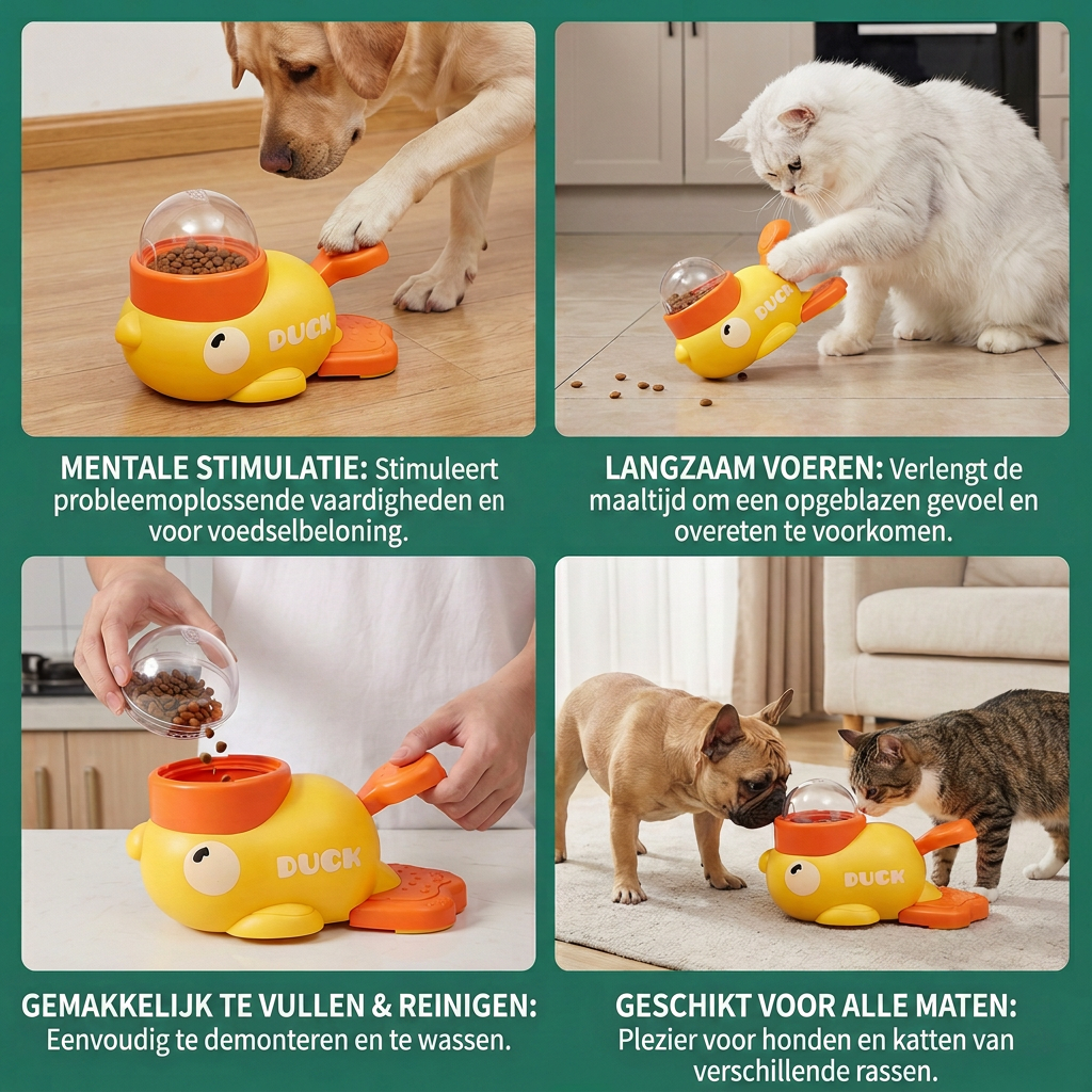 SmartDuck™ | Interactieve Voerpuzzel voor Huisdieren