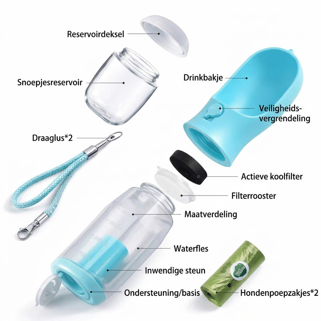 3-in-1 Draagbare Waterfles voor Honden