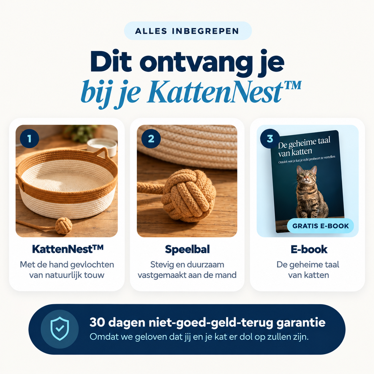 KattenNest™ – Natuurlijke Gevlochten Kattenmand