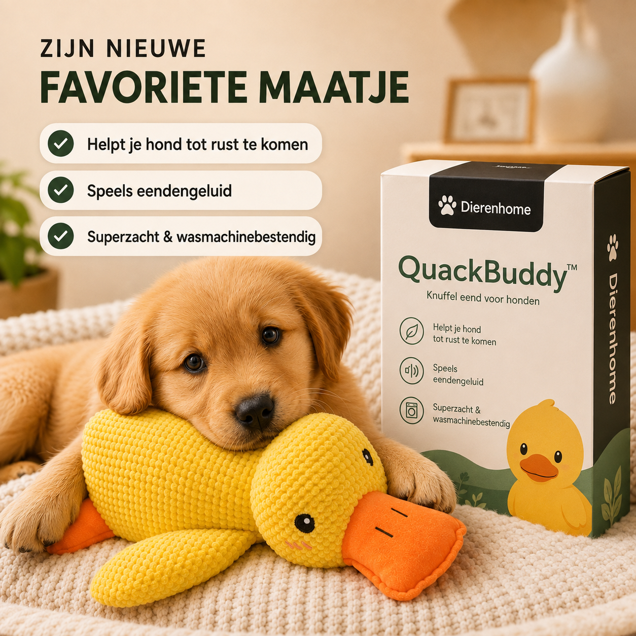 QuackBuddy™ | Kalmerende Eendenknuffel voor Honden