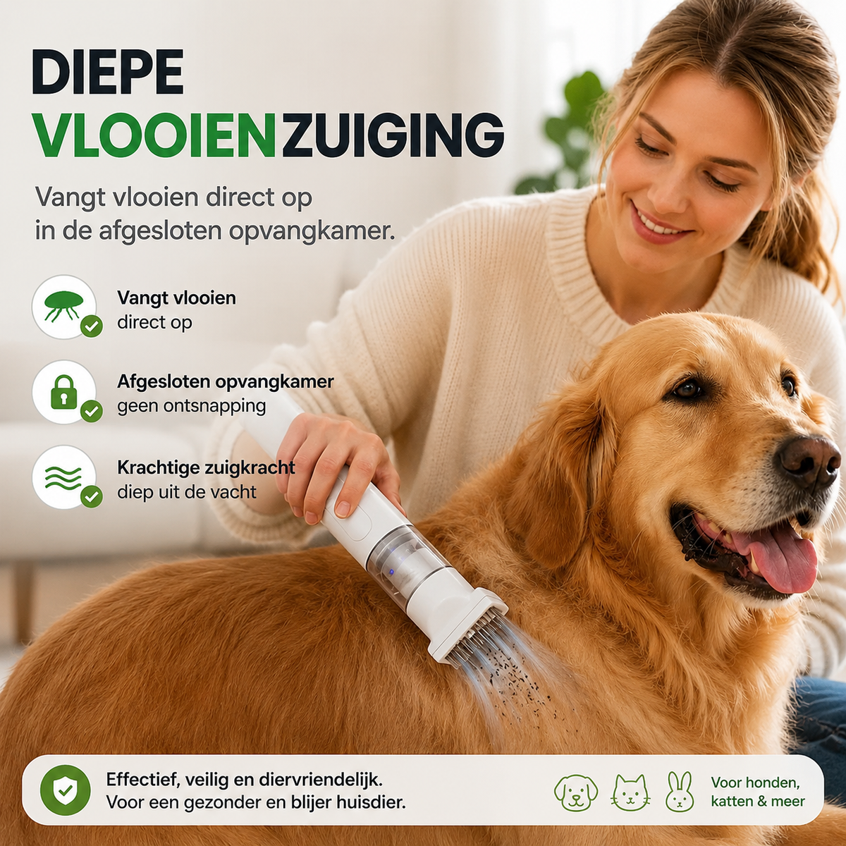 VlooienVanger Pro™  2-in-1 Kam voor Vlooien & Teken