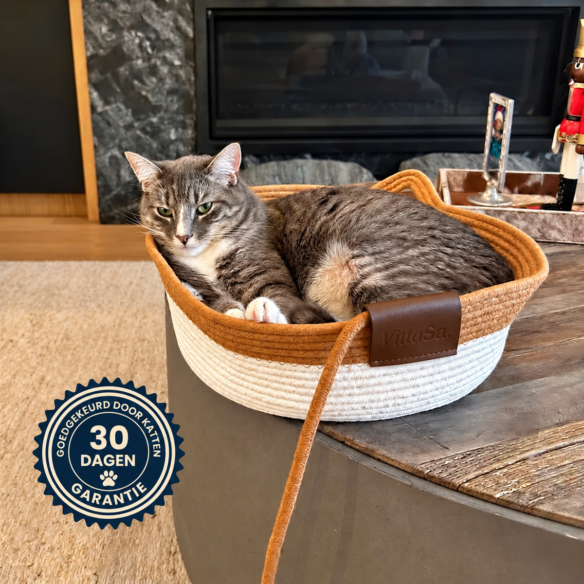 KattenNest™ – Natuurlijke Gevlochten Kattenmand