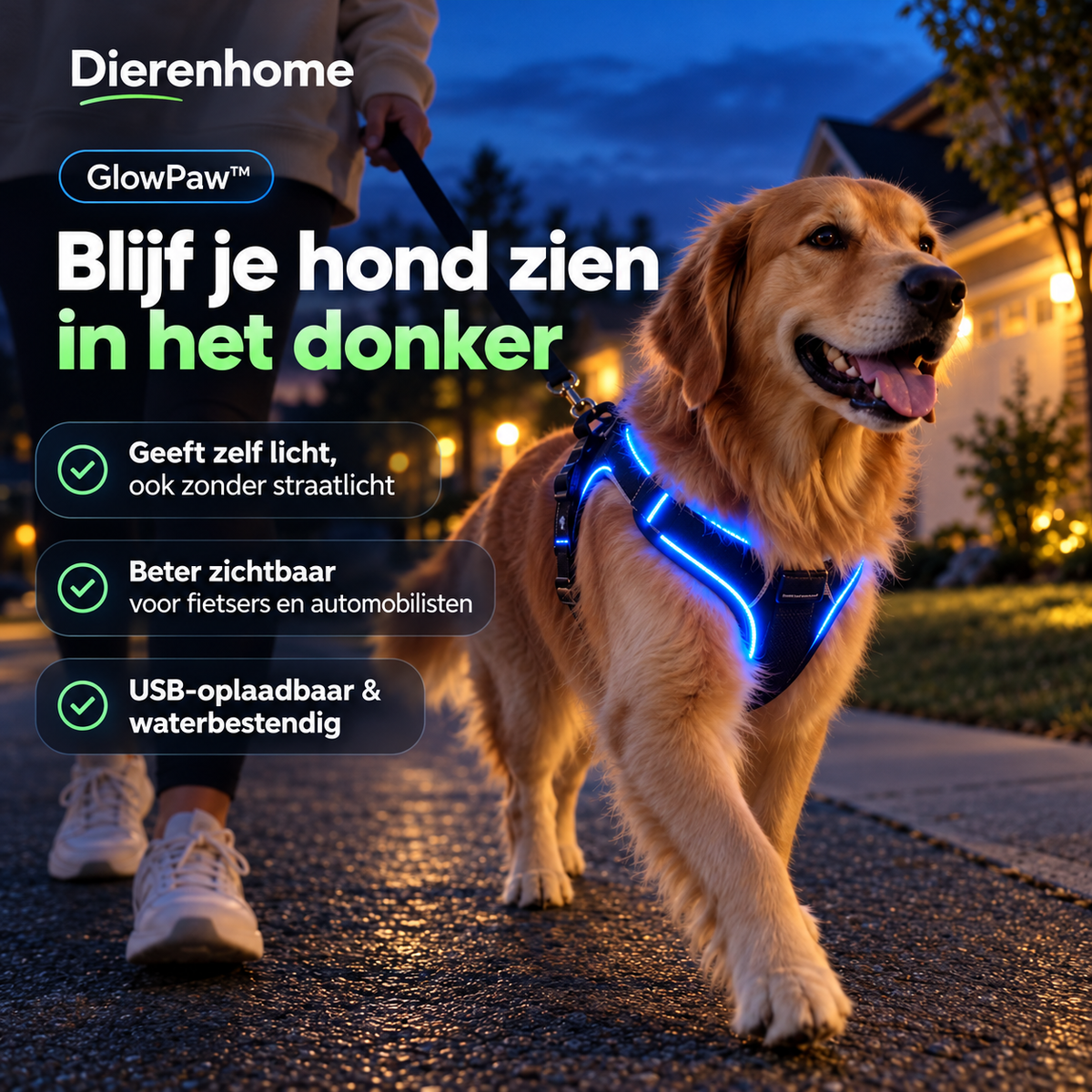 GlowPaw™ | Verlicht LED Hondenharnas