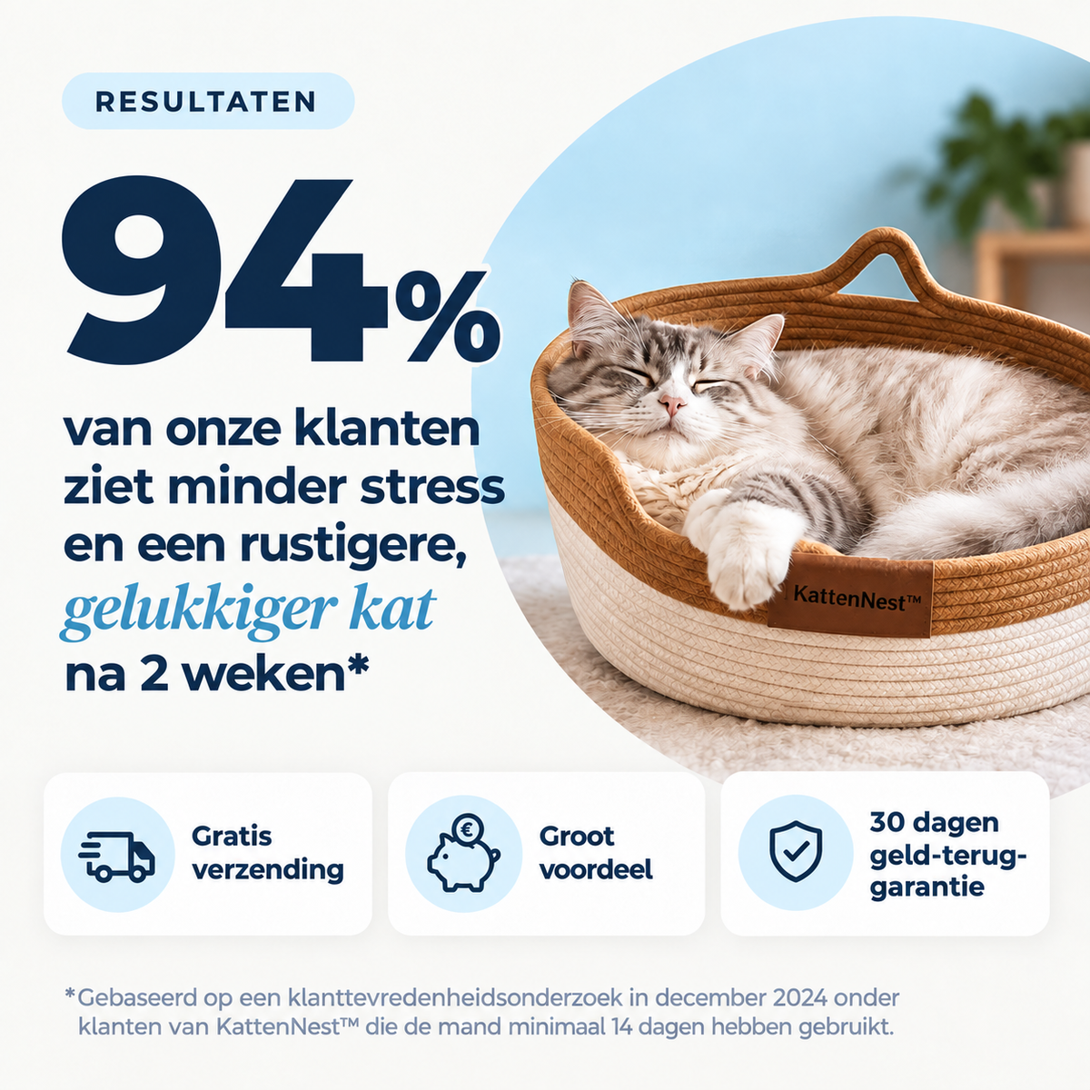 KattenNest™ – Natuurlijke Gevlochten Kattenmand