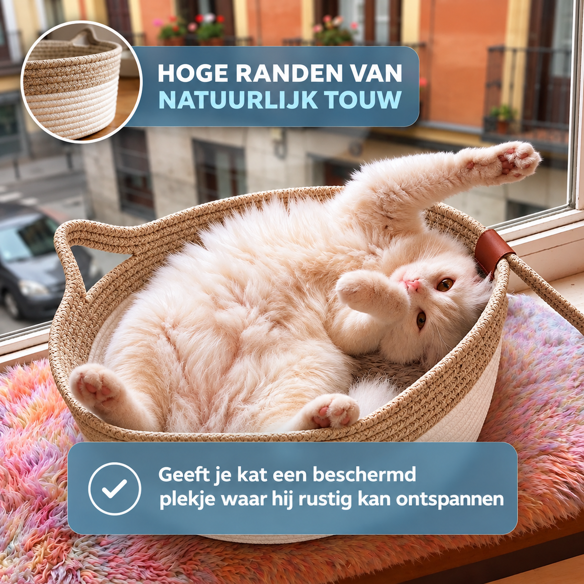 KattenNest™ – Natuurlijke Gevlochten Kattenmand