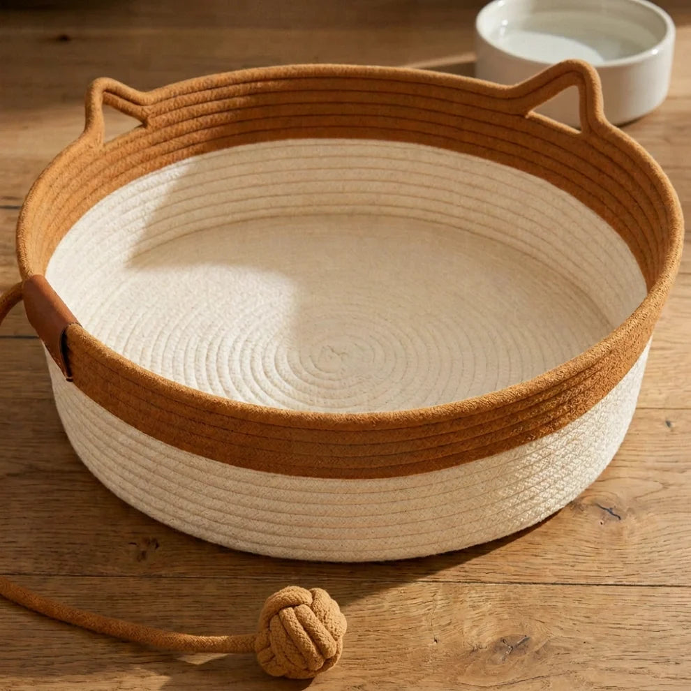 KattenNest™ – Natuurlijke Gevlochten Kattenmand