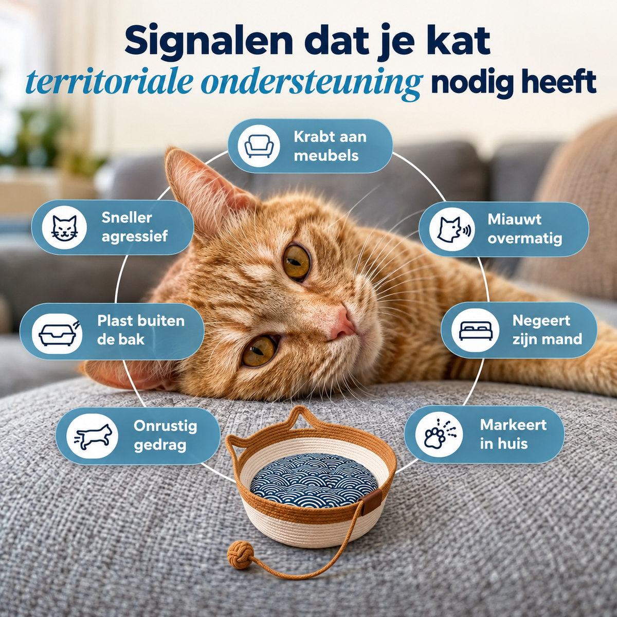 KattenNest™ – Natuurlijke Gevlochten Kattenmand