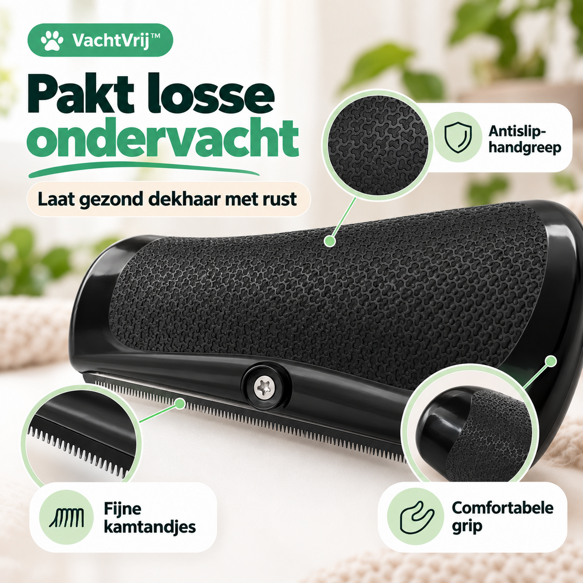 VachtVrij™ — Ondervachtborstel voor honden