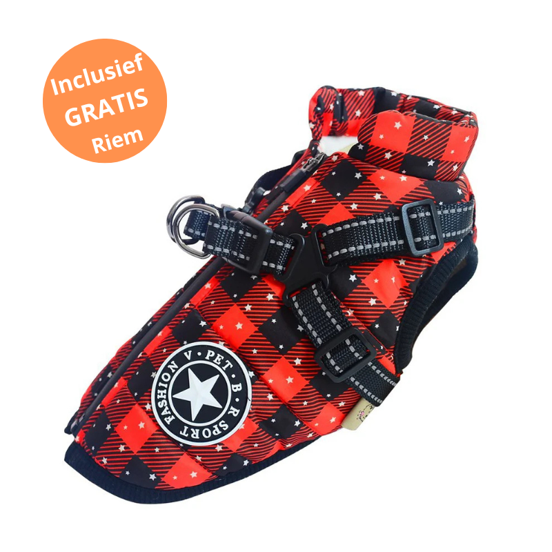 FluffyFit hondenjas met ruitenpatroon